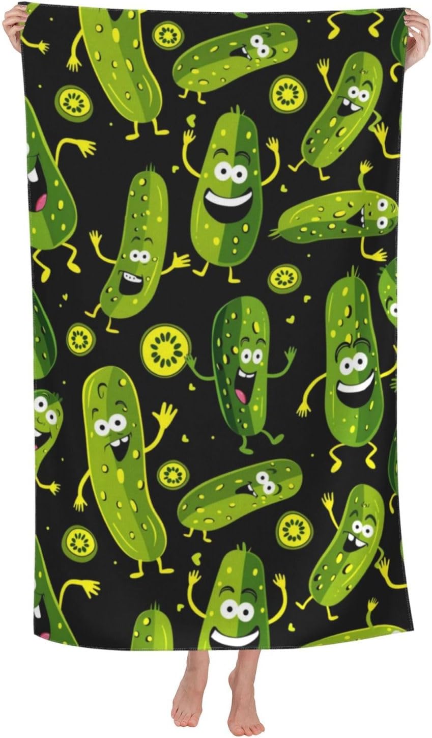 Travel Towel Quick Dry - Забавное пляжное полотенце с рисунком огурца,