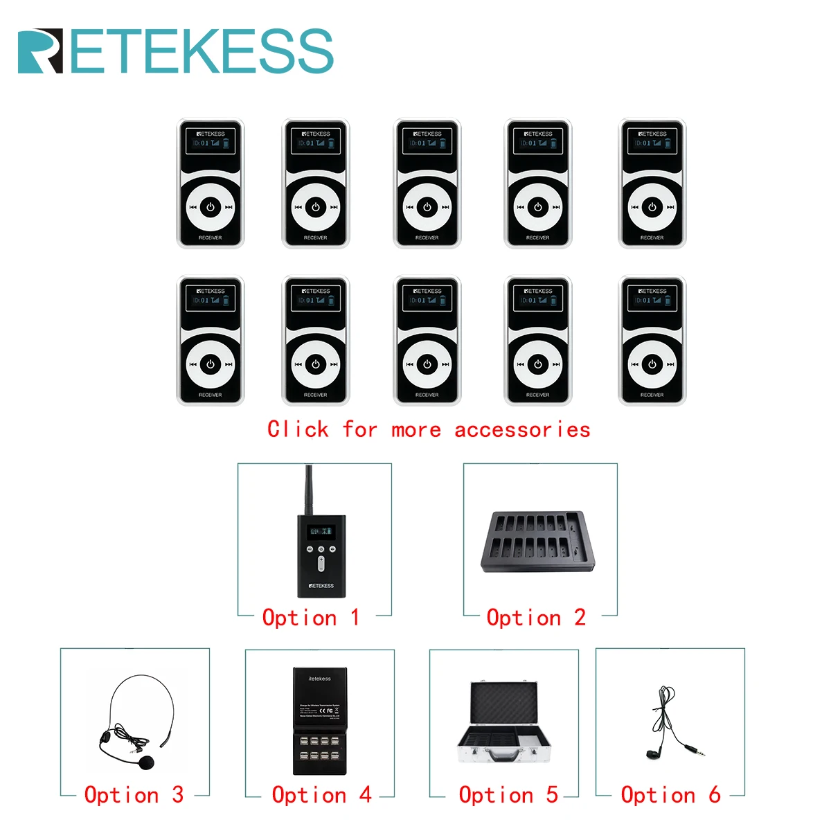 Travel Accessories Guide - Retekess T130P T131P Аксессуары, радиогид системе,Система