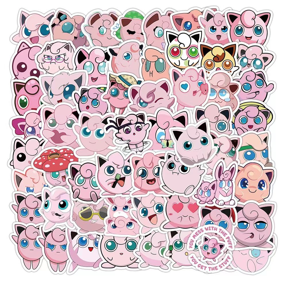 Sticker Luggage Decorative - 50 милых наклеек с покемонами Jigglypuff