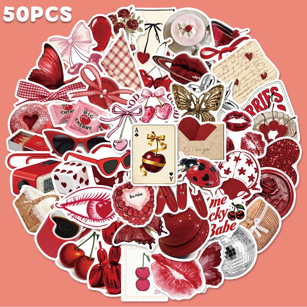Sticker Luggage Decorative - 50 шт., вишневая цветная наклейка в