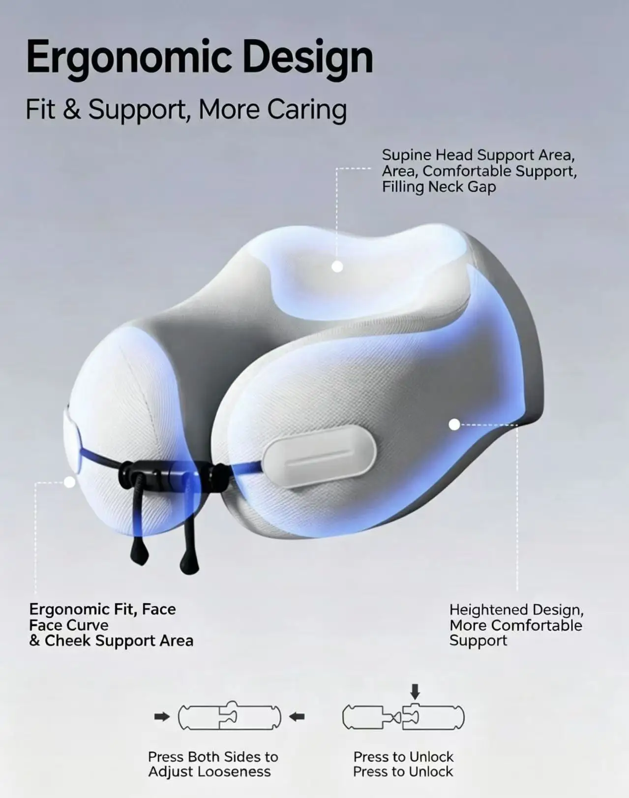 U-образная комфортная подушка  – обзор и цена Neck Pillow Memory Foam